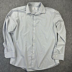 Mizzen+Main Shirt Mens 2XL Blue Gingham Trim Fit Non Iron Stretch Dress